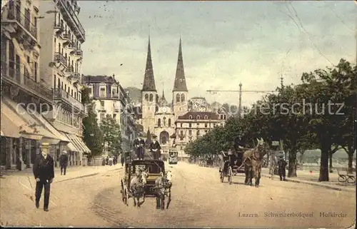 Luzern LU Schweizerhofquai Pferdekutsche Hofkirche Kat. Luzern