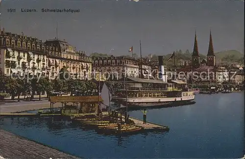 Luzern LU Schweizerhofquai Hofkirche Dampfer Vierwaldstaettersee Kat. Luzern