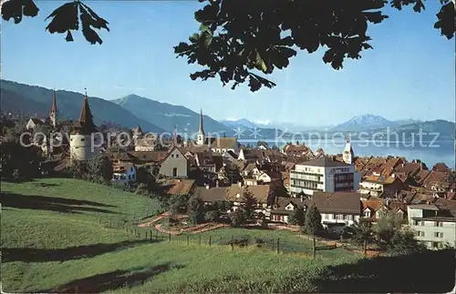 Zug ZG Panorama mit den Alpen Kat. Zug