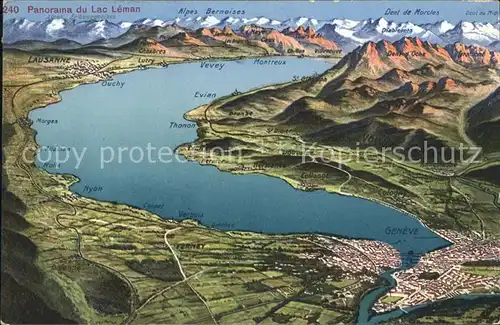 Geneve GE Panorama du Lac Leman Genfersee Alpen Kat. Geneve