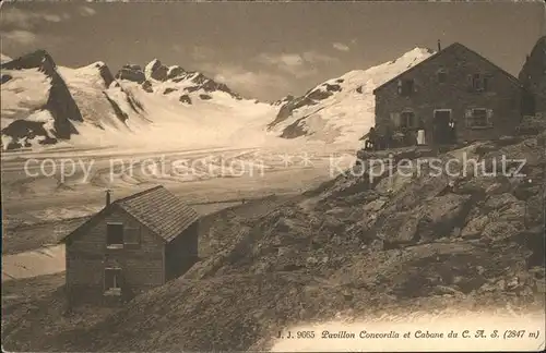 Grindelwald Pavillon Concordia et Cabane du CAS Berghuette Berner Alpen Gletscher Kat. Grindelwald