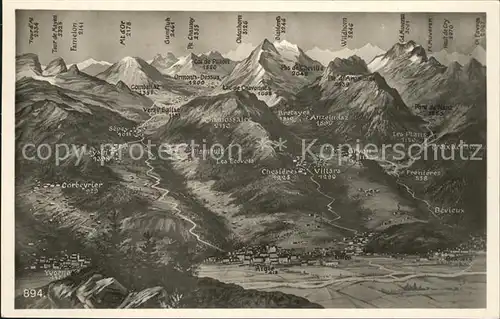 Aigle VD und Umgebung Alpenpanorama aus der Vogelperspektive Kat. Aigle