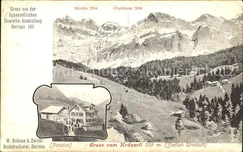 Urnaesch AR Kraezerli Berggasthaus Saentis Appenzeller Alpen Kat. Urnaesch
