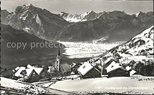 Amden SG Winterpanorama Glarner Alpen Kat. Amden