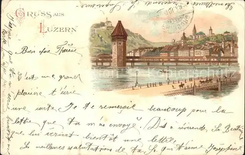 Luzern LU Wasserturm Kapellbruecke Wahrzeichen Kat. Luzern