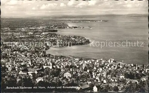 Rorschach Bodensee Fliegeraufnahme mit Horn Arbon und Romanshorn Kat. Rorschach