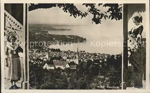 Rorschach Bodensee mit Frauen in Tracht Kat. Rorschach