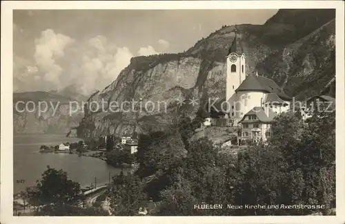 Flueelen UR Axenstrasse und Kirche Kat. Flueelen