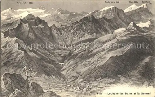 Leukerbad mit Wildstrubel Daubenhorn Rinderhorn Balmhorn Kat. Loeche les Bains