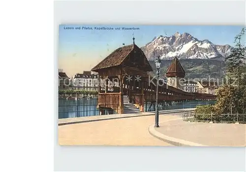 Luzern LU Pilatus Kapellbruecke Wassertur Kat. Luzern