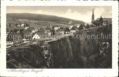 Altenberg Erzgebirge Teilansicht mit Kirche und Pinge Kat. Geising