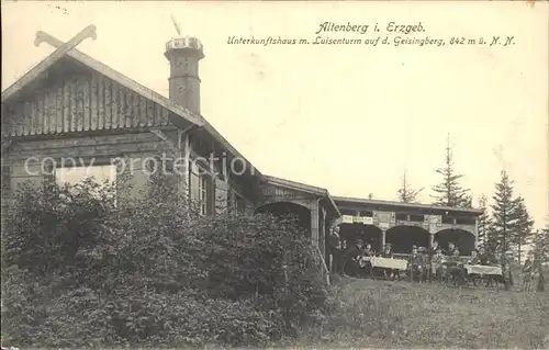 Altenberg Erzgebirge Unterkunftshaus mit Luisenturm auf dem Geisingberg Kat. Geising