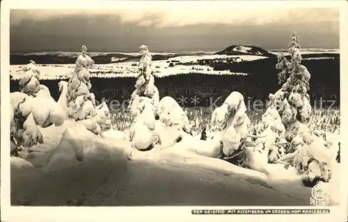 Altenberg Erzgebirge Winterpanorama Blick vom Kahleberg mit Geisingberg Kat. Geising