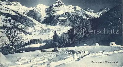 Engelberg OW Wintersport Skifahrer Alpenpanorama Kat. Engelberg