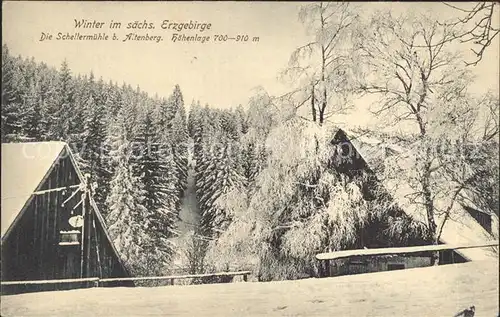 Altenberg Erzgebirge Schellermuehle im Winter Kat. Geising