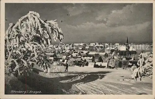 Altenberg Erzgebirge Ortsansicht mit Kirche Winterpanorama Kat. Geising