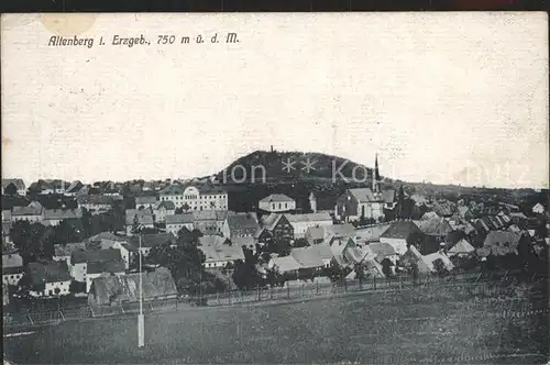 Altenberg Erzgebirge Ortsansicht mit Kirche und Geisingberg Kat. Geising