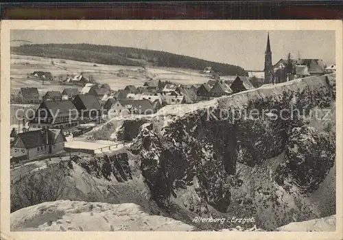 Altenberg Erzgebirge Ortsansicht mit Kirche Pinge Kat. Geising