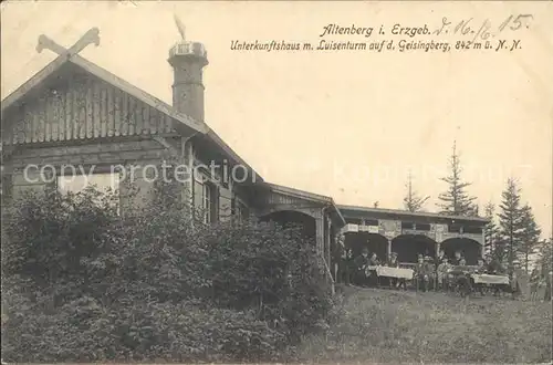 Altenberg Erzgebirge Unterkunftshaus mit Luisenturm auf dem Geisingberg Kat. Geising