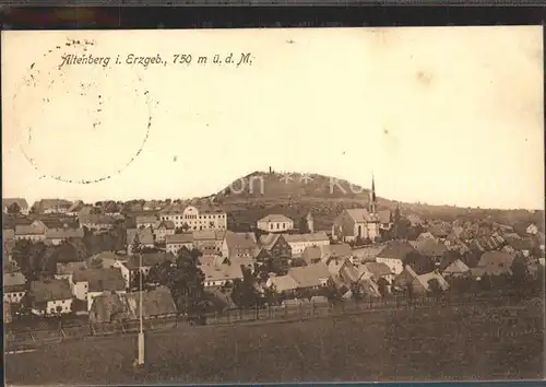 Altenberg Erzgebirge Ortsansicht mit Kirche Blick zum Geisingberg Kat. Geising