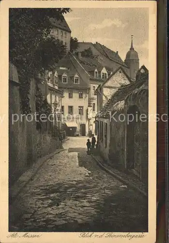 Alt Meissen Elbe Blick von der Leinenwebergasse Kat. Meissen