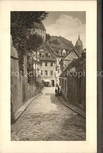 Alt Meissen Elbe Blick von der Leinenwebergasse Kat. Meissen