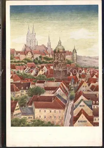 Alt Meissen Elbe Blick vom Judenberg Frauenkirche nach Originalgemaelde Walther Wolters Rheydt Kuenstlerkarte Kat. Meissen