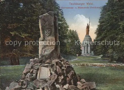 hf00783 Teutoburgerwald Hermanns u Bismarck Denkmaeler Kategorie. Detmold Alte Ansichtskarten