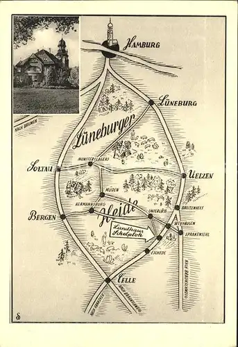 Lueneburger Heide mit div.Staedten Uelzen Celle usw. Kat. Walsrode