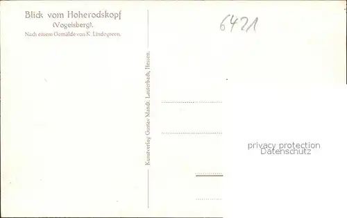Vogelsberg Hessen Blick vom Hoherodskopf Kuenstlerkarte Kat. Schotten