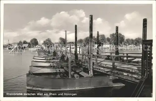 Weil am Rhein Alte Rheinbruecke nach Hueningen Boote Kat. Loerrach