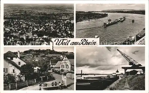 Weil am Rhein Ansichten Rhein Fliegeraufnahme Hafen Kat. Loerrach