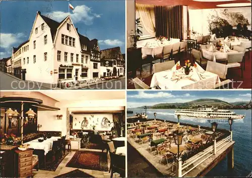 Bad Niederbreisig Hotel Restaurant Rheinischer Hof Terrasse Rhein Dampfer Kat. Bad Breisig