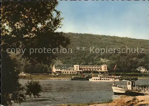 Bad Niederbreisig Rheinhotel Uferpartie am Rhein Boot Kat. Bad Breisig