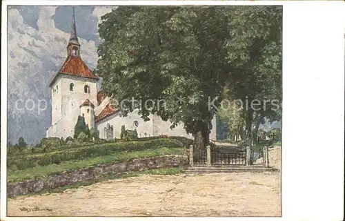 Norburg Kirche Kuenstlerkarte Steinzeichnung Prof. Feldmann Wohlfahrtsverein Nordschleswig Nr. 3