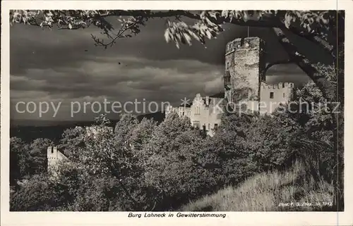 Foto Zeitz F.G. Nr. 1812 Burg Lahneck in Gewitterstimmung  Kat. Berchtesgaden