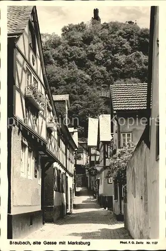 Foto Zeitz F.G. Nr. 1127 Braubach alte Gasse Marksburg Kat. Berchtesgaden