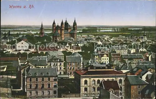 Worms Rhein Stadtblick mit Dom