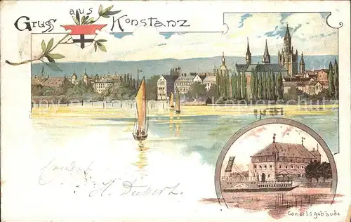 Konstanz Bodensee mit Concilsgebaeude Kat. Konstanz