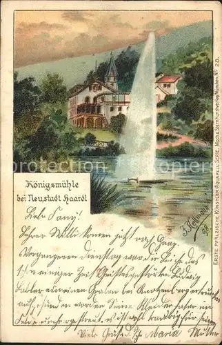 Neustadt Haardt Koenigsmuehle gezeichnet von J.Hellmann Kat. Neustadt an der Weinstr.