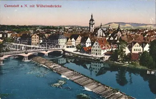 Cannstatt Neckarpanoram mit Wilhelmsbruecke Kat. Stuttgart