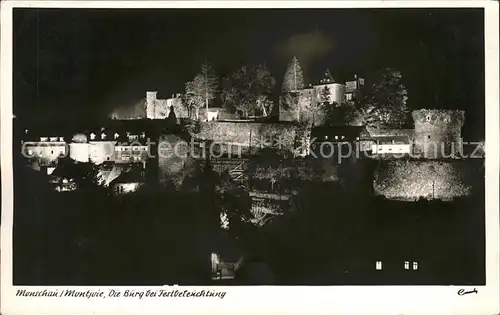 Monschau Montjoie Die Burg bei Festbeleuchtung Kat. Monschau