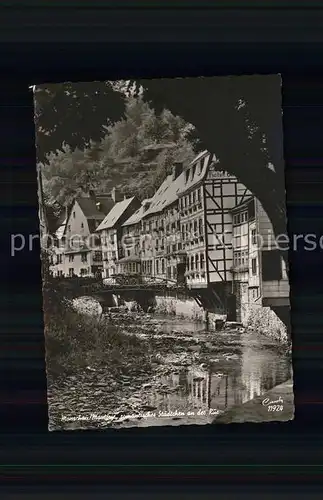 Monschau Montjoie Rurpartie mit Fachwerkhaeusern Kat. Monschau