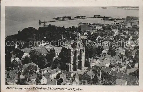 Konstanz Bodensee Blick auf Muenster und Hafen Kat. Konstanz