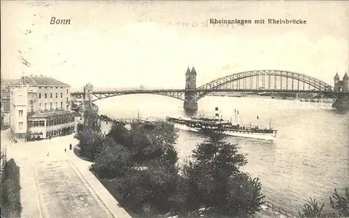 Bonn Rhein Rheinpromenade mit Bruecke / Bonn /Bonn Stadtkreis