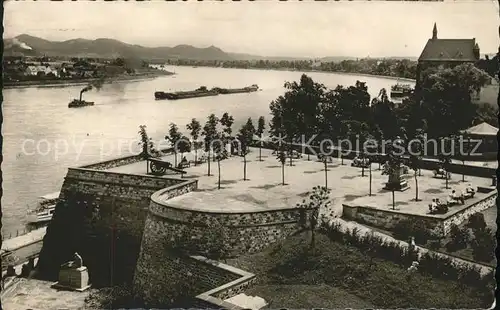 Bonn Rhein Alter Zoll mit Rhein Siebengebirge / Bonn /Bonn Stadtkreis