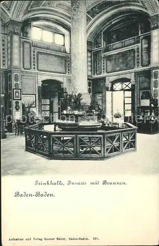 Baden Baden Trinkhalle inneres mit Brunnen Kat. Baden Baden