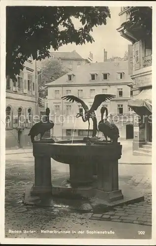 Baden Baden Reiherbrunnen in Sophienstrasse Kat. Baden Baden