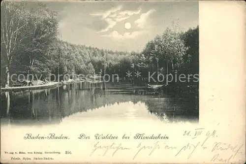 Baden Baden Waldsee bei Mondschein Kat. Baden Baden