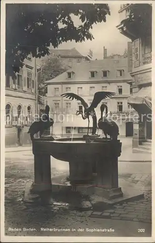 Baden Baden Reiherbrunnen in Sophienstrasse Kat. Baden Baden